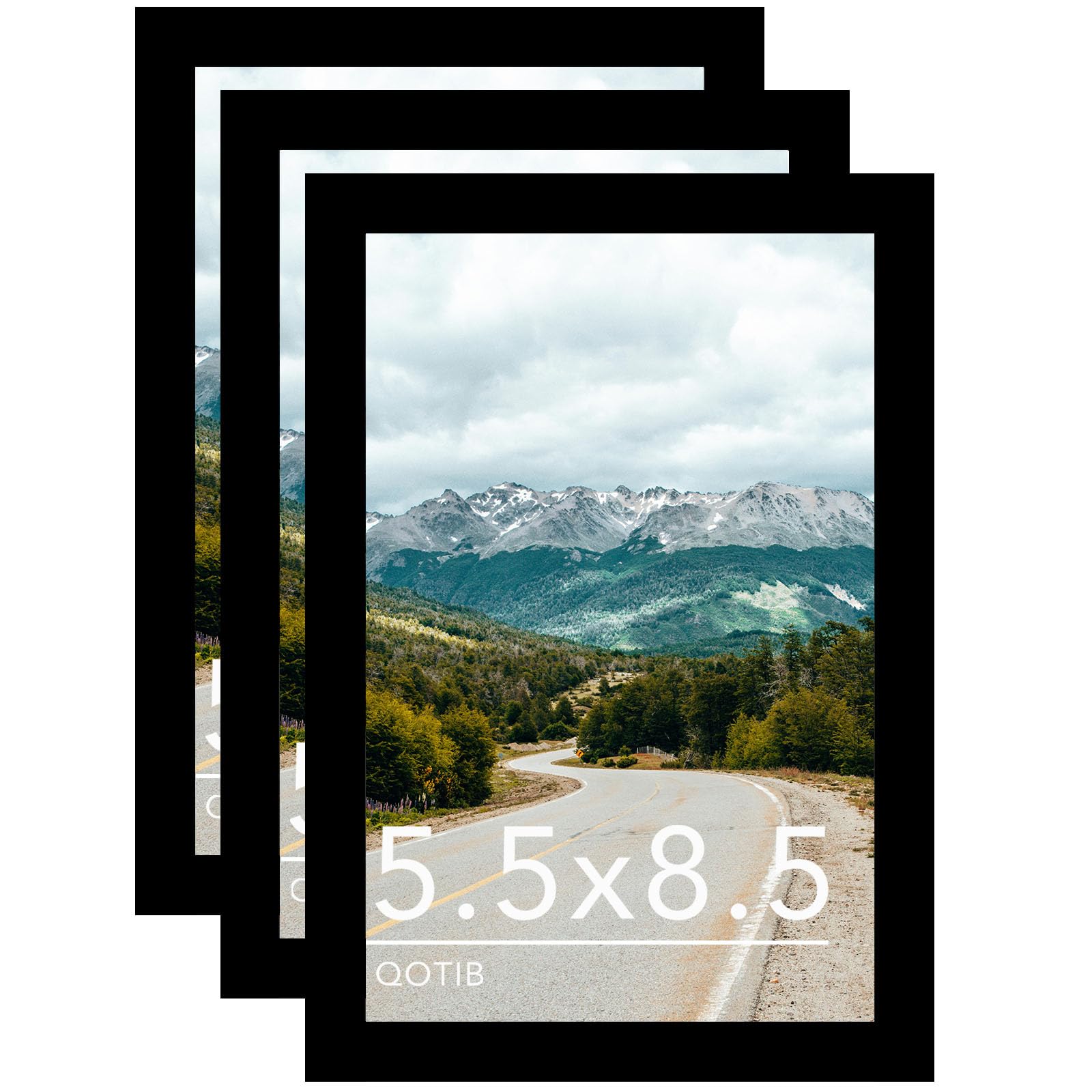 QOTIB 5.5x8.5 Picture Frame Black for Wall Hanging