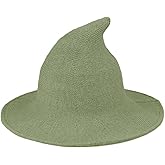 Century Star Women Witch Hat for Halloween Wool Hats Wide Brim Spire Knitted Cap Party and Daily