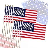 12 Pack 12x18 Inch American Flags on Stick - Patriotic American Flags for Outside, USA Stick Flag Perfect for Independence Day, Memorial Day, 4th of July Decorations, 250th Anniversary Flag (12)