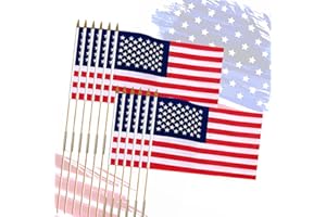 FLAGMESAGE 12 Pack 12x18 Inch Handheld American Flags on Stick - Patriotic American Flags for Outside, USA Stick Flag Perfect for Independence Day, Memorial Day, 4th of July Decorations (12)