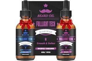 FULLLIGHT TECH Beard Oil,2 Packs 4 FLOZ(120ml) Natural Beard Oil for Men Growth,Sandalwood and Unscented Beard Growth Oil Soften,Strengthen,Moisturize Beard Care,Stocking Stuffers for Men Gifts for Him Dad Boyfriend