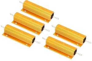 PATIKIL 100W 0.5 Ohm Aluminum Shell Resistor, 5 Pack Aluminum Housing Resistor Housed Case Wirewound Resistors Screw Tap Powe