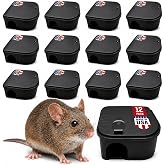 Exterminators Choice Mice Bait Station Boxes (12 Pack, with 1 Key) | Heavy Duty Mouse Trap Holder Great for Catching Rats and Mice Pest Control Durable and Discreet Design