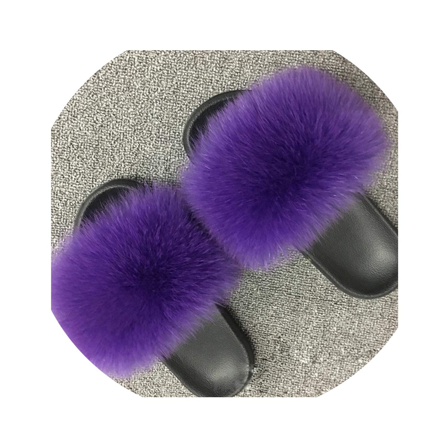first-class quality Slipper Luxury Fox Fur Beach Sandals ...