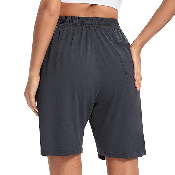 LUCKYCATCUS WOMEN’S BERMUDA SHORTS JERSEY SHORTS WITH POCKETS YOGA WALKING ATHLETIC LONG SHORTS FOR WOMEN KNEE LENGTH (DARK GRAY, XXL)