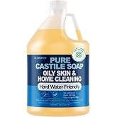 FLOWHYET 1 Gallon Pure Castile Soap Liquid EWG Verified Unscented | Oily Skin&amp;Hard Water Friendly Organic castille hand Soap Refill, 128 oz, Home Cleaning, Body Wash, , Concentrate Unscented