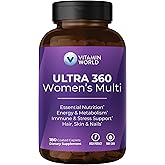 Vitamin World Ultra 360 Multivitamin for Women, Women's Multivitamin with Herbs & Collagen for Hair, Skin & Nails, Supplement with Iron, Vitamin A, B, C, D, E for Energy & Immune Support, 180 Caplets