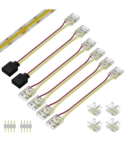 Kit De Connecteurs Sans Soudure Pour Bande LED COB 10mm 3 Pins - 16 Pièces Avec Extensions Et Raccords En L