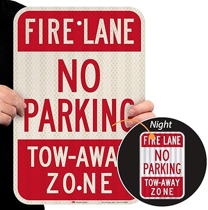 Smartsign T1 1063 Hi 12x18 Fire Lane No Parking Tow Away Zone Sign By 12 X 18 3m High Intensity Grade Reflective Aluminum Red On White Industrial Warning Signs Amazon Com Garden Outdoor