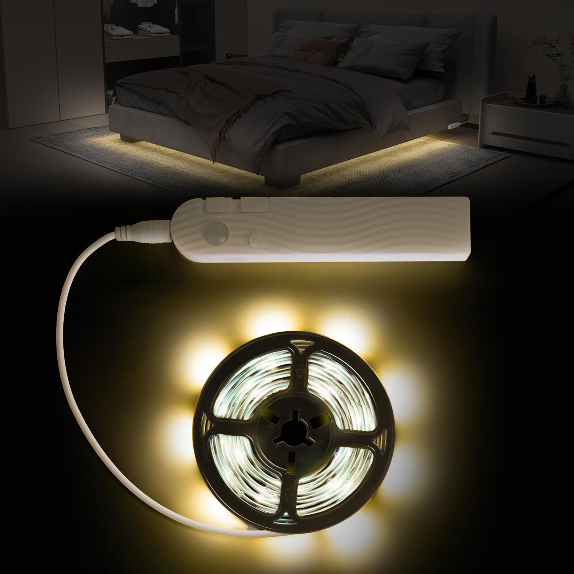 SOAIY 3M 2200mAh USB-C Rechargeable LED Strip with Motion Sensor