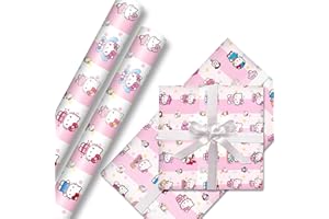 Kt Wrapping Paper for Kids, 5 Sheets Cute Cartoon Birthday Wrap Paper, 50 * 70cm Gift Wrapping Paper, Durable Wrap Paper for 