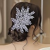 AMORARSI Wedding Rhinestone Hair Piece Leaf Bride Side Headpieces Crystal Hair Accessories for Brides and Bridesmaids