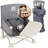 Hiccapop OmniBoost Travel Booster Seat with Tray for Baby, Dining Table, Camping, Beach, Grandma’s | Folding Portable Tip-Free Design Straps to Kitchen Chairs
