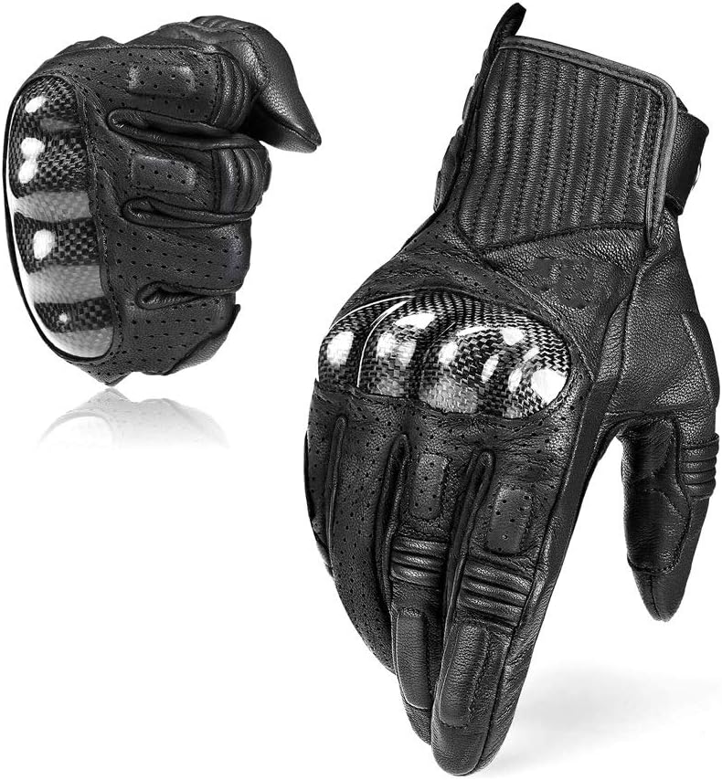 EAHKGmh Motorcycle Gloves, Bike Gloves，Motorbike Gloves Genuine Leather Full Finger Glove Driving Gloves Men (Size : XL)