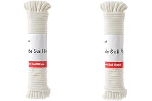 DIIG Sun Shade Sail Rope, Outdoor 100 Feet Diamond Solid Straps Braid Polyester Line - 1/4” All Purpose Tie-Down Ropes for Garden, Patio, Camping, Sailing & Flag Flying (50ft 2bags)