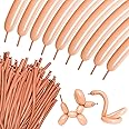 100Pcs Nude 260 balloons, Long Beige Balloons Thickening Latex Tan 260q Balloons for Animal Model, Nude Long Twisting Balloons for Halloween, Animal Shape Weddings, Birthdays Clowns.(Nude)