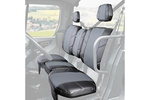 KEMIMOTO UTV Seat Covers Leather, Waterproof Repellent UTV Seat Cushions Set w/Headrest Cover Compatible with Can Am Defender HD7 HD9 HD10 PRO DPS 6X6 Front Two Doors Split Bench