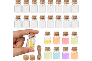MIUKADA Mini Glass Bottles With Cork 5 ml, 24 Pack Tiny Jars, Small Potion Vials, Spell Jars, Sand Bottles, Little Decorative Bottles for Crafts, Display, Party Favors