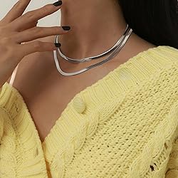 YANODA Herringbone Necklace for Women,14K Gold