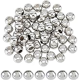 DICOSMETIC 60Pcs 8mm Stainless Steel Round Beads Metal European Beads Large Hole Loose Bead Smooth Spacer Bead for DIY Bracelets Jewelry Making Craft Supplies, Hole: 4mm