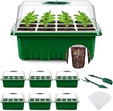 YAUNGEL Seed Trays 6 Pack 72 Cells Propagator with Lids Adjustable Window Black