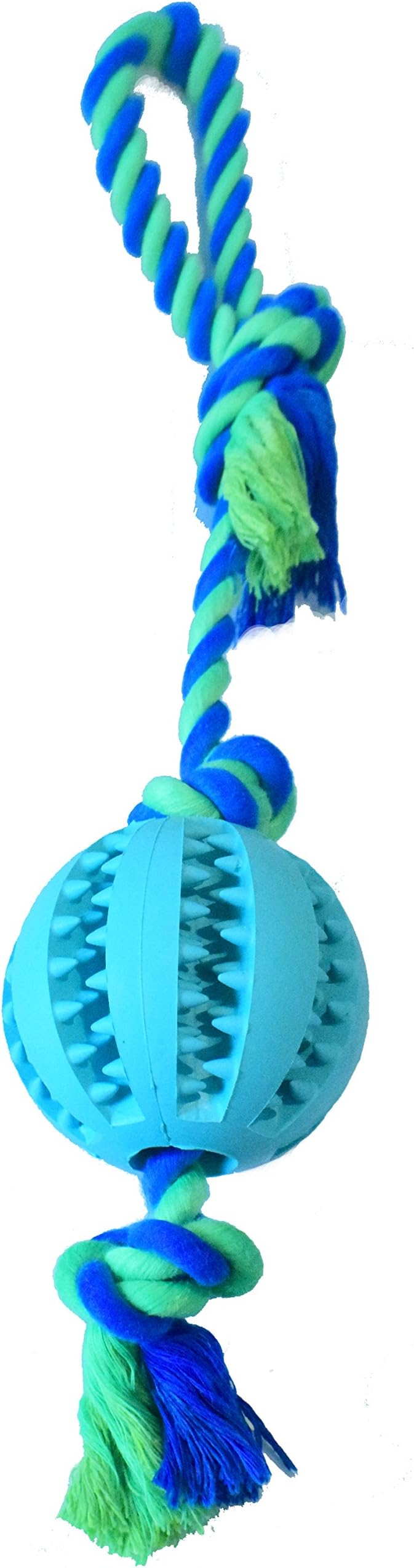 Virtually Indestructible Dog Ball With Rope Toy Durable Bite Resistant Launcher & Thrower for Playing Fetch w/ K-9 Training Chew Balls and Tug of War Launcher