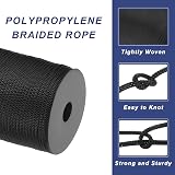 Sourcing Map 4mm Polypropylene Rope 100m Black Braided Utility Cord view 3