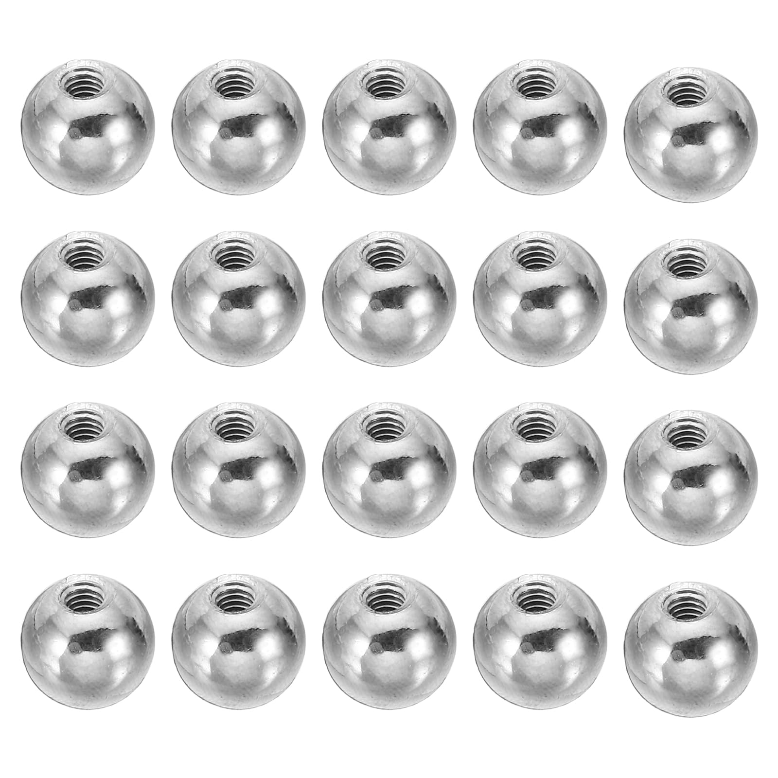 PATIKIL M4 x 12mm Ball Nuts Knob, 20 Pack Steel Drilling Ball Caps Blind Hole Handle Nut Decoration for Furniture Lamp or DIY Project, Silver Tone