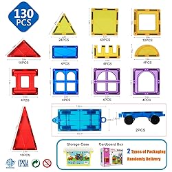 MAGBLOCK Magnetic Tiles Building Blocks 130 Pcs