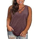 Plus Size Tank Tops for Women Summer Sleeveless Sexy V Neck T-Shirts Tops Casual Loose Cotton Tees