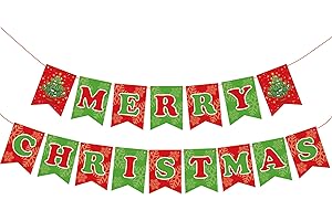 OHOME Christmas Party Decorations - Merry Christmas Banner | CHRISTMAS Decorations for Indoor Outdoor - Xmas Backdrop Garland for Outside | Hanging Party Favors Supplies for Birthday