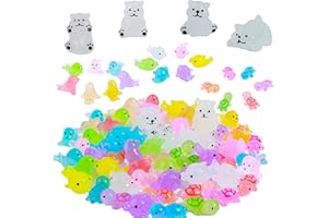 DSOOLDRE 65 Pcs Luminous Mini Sea Animals Small Ocean Animals Figurines Glow in The Dark Tiny Sea Turtles Dolphins Seals Polar Bears Sets for Garden Landscape Aquarium Hide and Seek Prank Cake Decoration