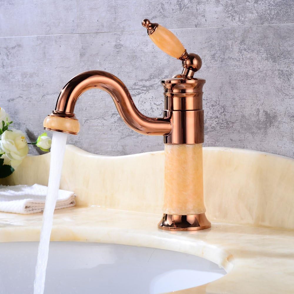 Coldtutu 2018 Modern Design Bathroom Sink Tap Basin Mixer Kitchen Tap Quality Rose Gold Jade Faucet Basin Hot And Cold Tap Bathroom Vanity Under Counter Basin Rotatable Faucet
