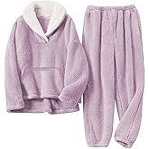 Arssm Girls Fuzzy Pants Set Fluffy Sweatsuit 2 Piece Outfits Pullover Sweatsuit Fleece Pants Set Warm Winter