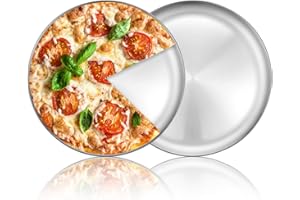 Deedro Pizza Baking Pan Pizza Sheet, 10 inch Stainless Steel Pizza Tray Round Pizza Oven Pan for Home Restaurant Pizzeria, Nontoxic & Heavy Duty, Easy Clean & Dishwasher Safe, Set of 2