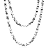 Jewlpire Cuban Link Chain for Men, Silver/Gold Chain for Men Women, 4mm/6mm/10mm Mens Necklace, 18K Gold Plated/316L Stainless Steel Mens Chains Necklaces 18 20 22 24 26 30 Inch