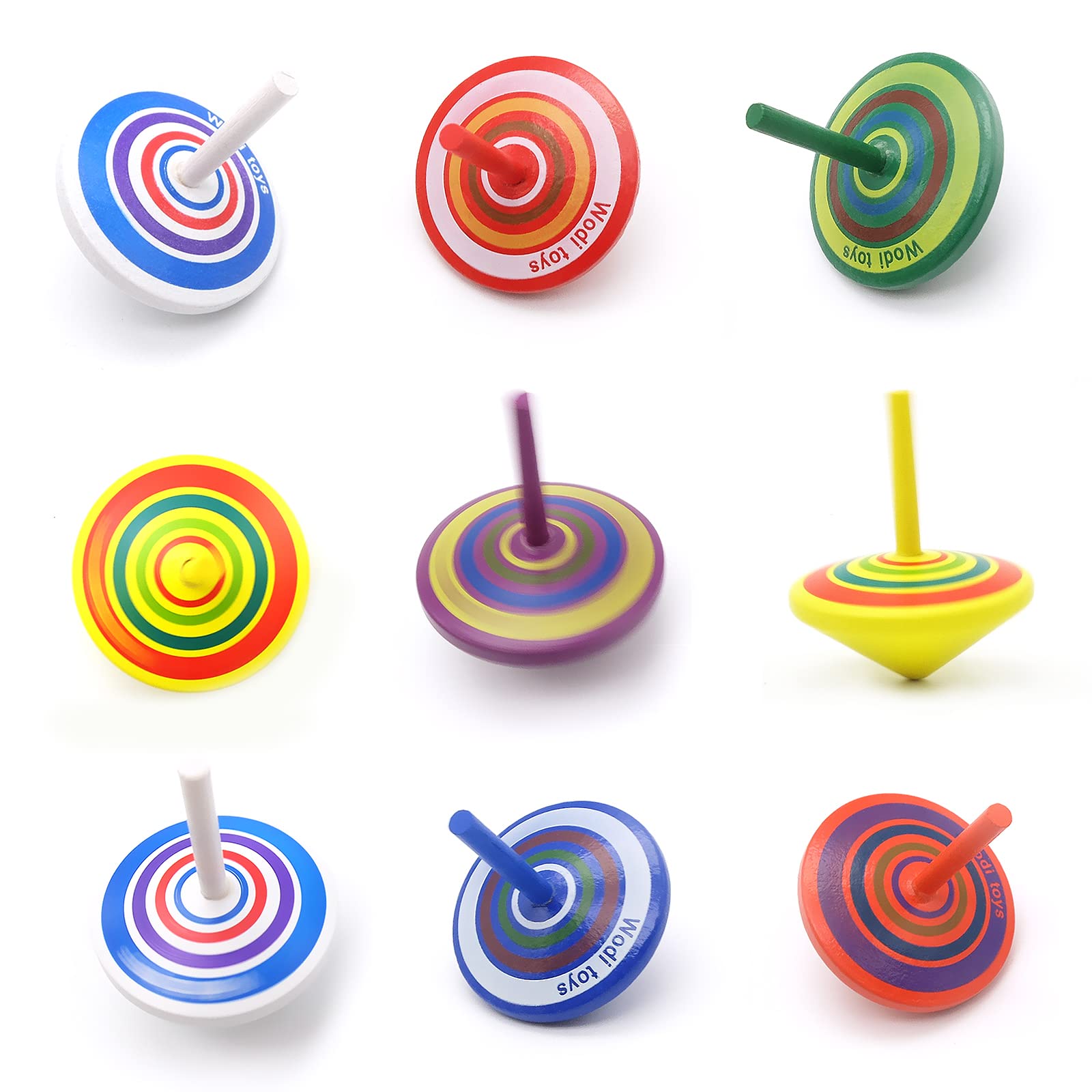 10 Pcs Colorful Painted Wood Spinning Tops, Assorted Standard Tops, Kids Novelty Wooden Gyroscope Toy, Flip Tops, Kindergarten education Toys - Great Party Favors, Fun, Gift, Prize(Multicolor)