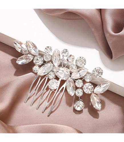 Amazon.com : BERYUAN Clear Crystal Teardrop Hair Comb for  display picture 3