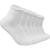 Glory Max 6 Pairs Men Cotton Solid Athletic Ankle Quarter Socks with Cushioning