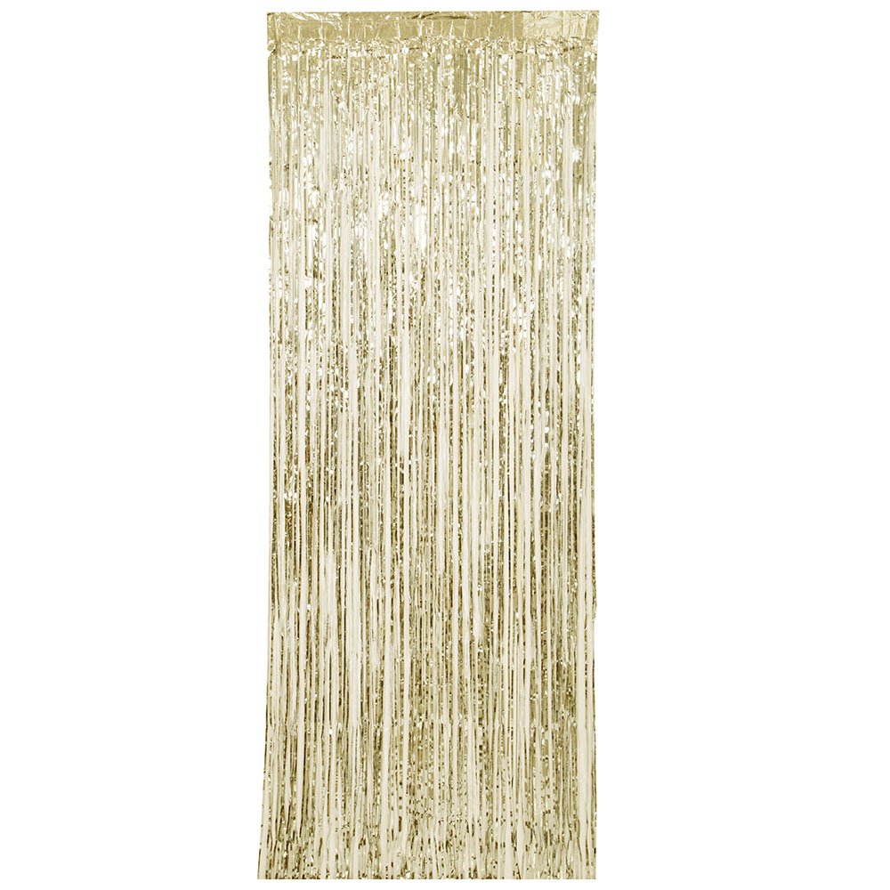 Elegant Metallic Gold Fringe Door Curtain (91cm x 2.4m) 1 Piece - Entryway and Party Decoration