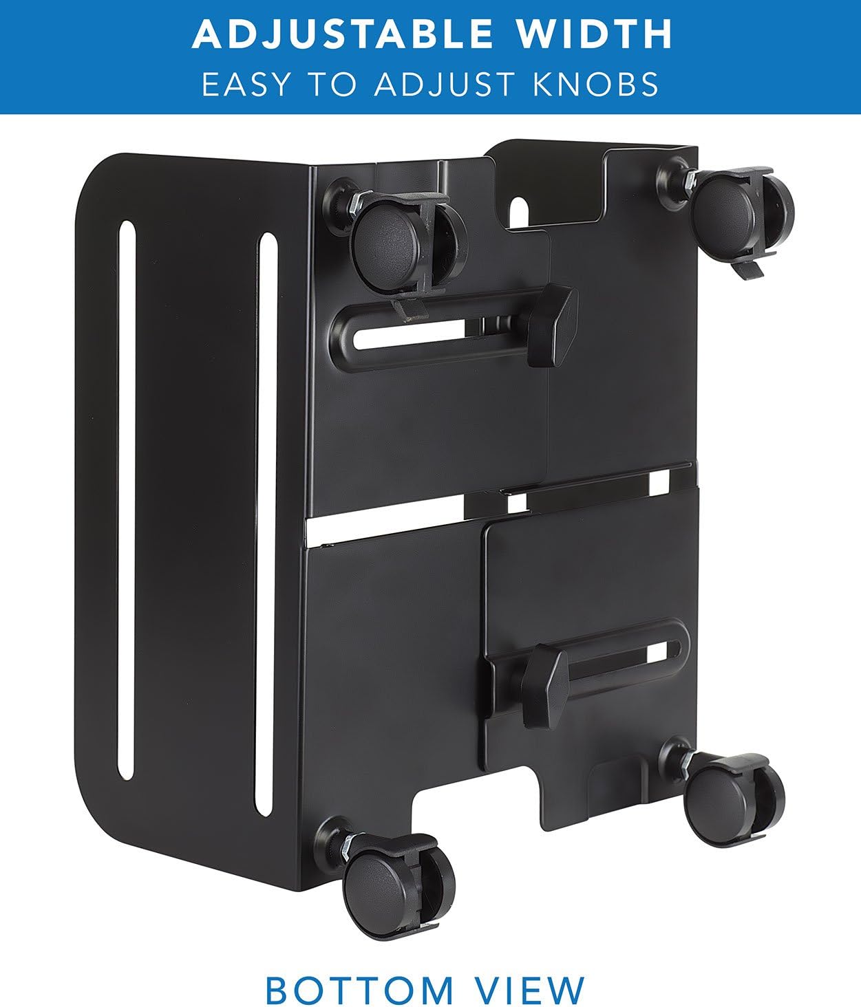 Mount-It! Rolling CPU Stand with Wheels, Heavy Duty Desktop Computer Tower Cart with Ventilation and Adjustable Width from 4.87 to 8.5 Inches, Steel : Office Products