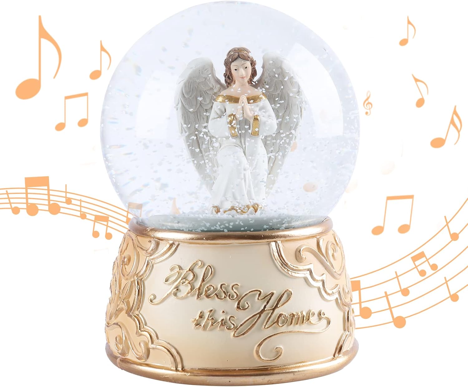 Snow Globes - MUMTOP Christmas Snow Globes, Snow Globes for Girls or Women, 6 Inch Angel Snow Globe Musical with Multi Color Changing LED Lights Thanksgiving Christmas Birthday Gift Decor