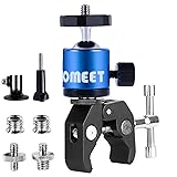 Homeet Clamp Mount for Action Camera with Ball Head Clamp Stands Metal with 1/4"