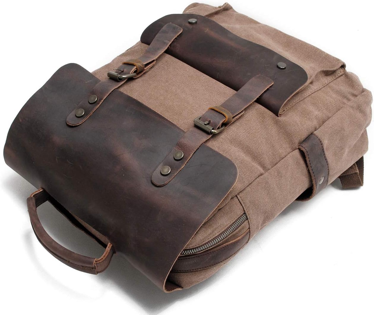 New Women's Vintage Canvas Leather Backpack for Outdoor Vintage Satchel Travel Bag Travel (15 inches) Travel Bag (Pink) - Image 5