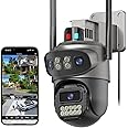 GUOANVISION Three Lens Security Camera Outdoor, Outside Cameras for Home Security with Cord, IP66 Waterproof, AI Tracking, Light Alarm, Color Night, 2-Way Talk, 24/7 Record,SD/Cloud