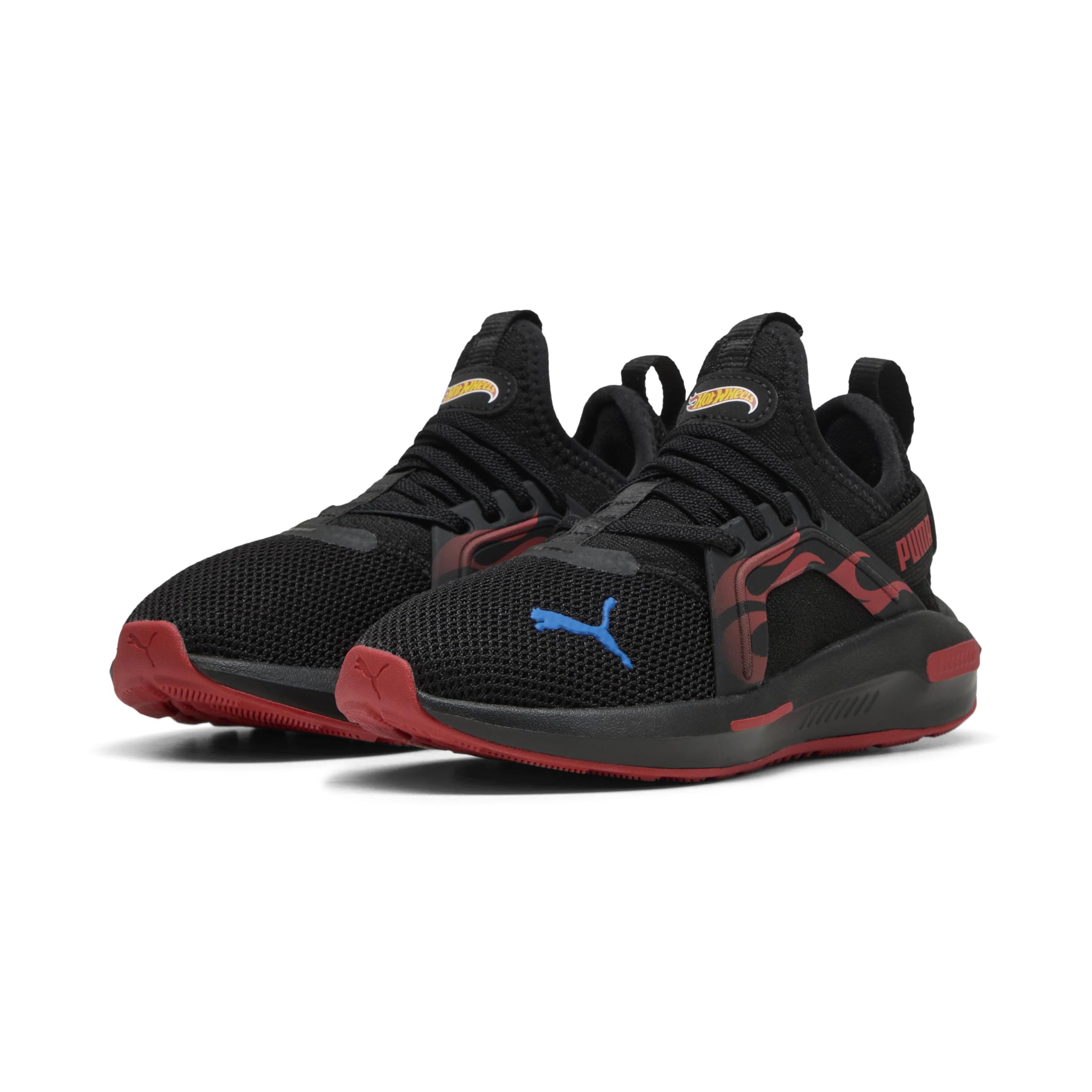 PUMA Softride Enzo Sneaker, Black-Red Fire, 12 US Unisex Little Kid