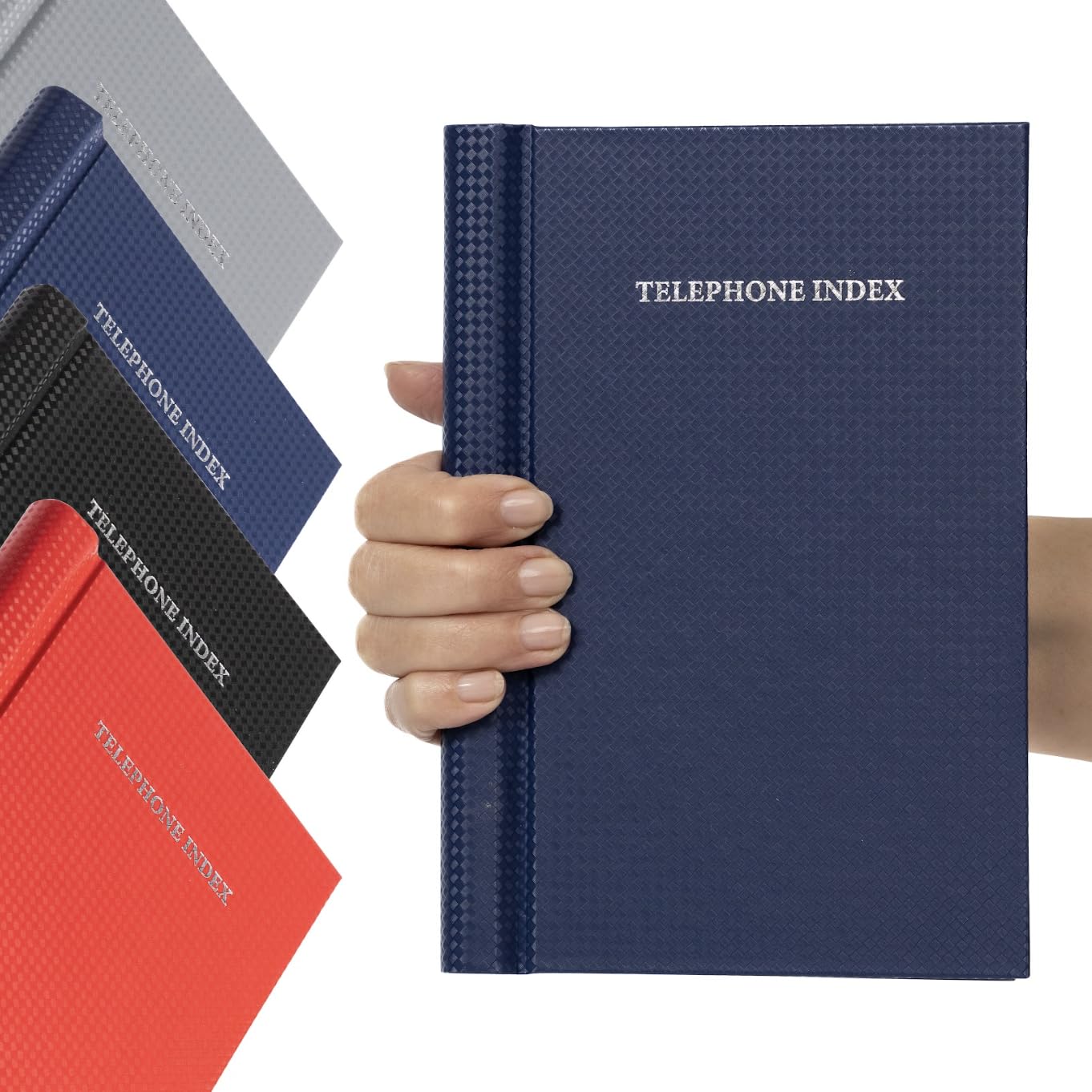 Telephone Address Book A-Z Index Hard Back Cover A5 Address Book Spiral Desgin (Blue Spiral)