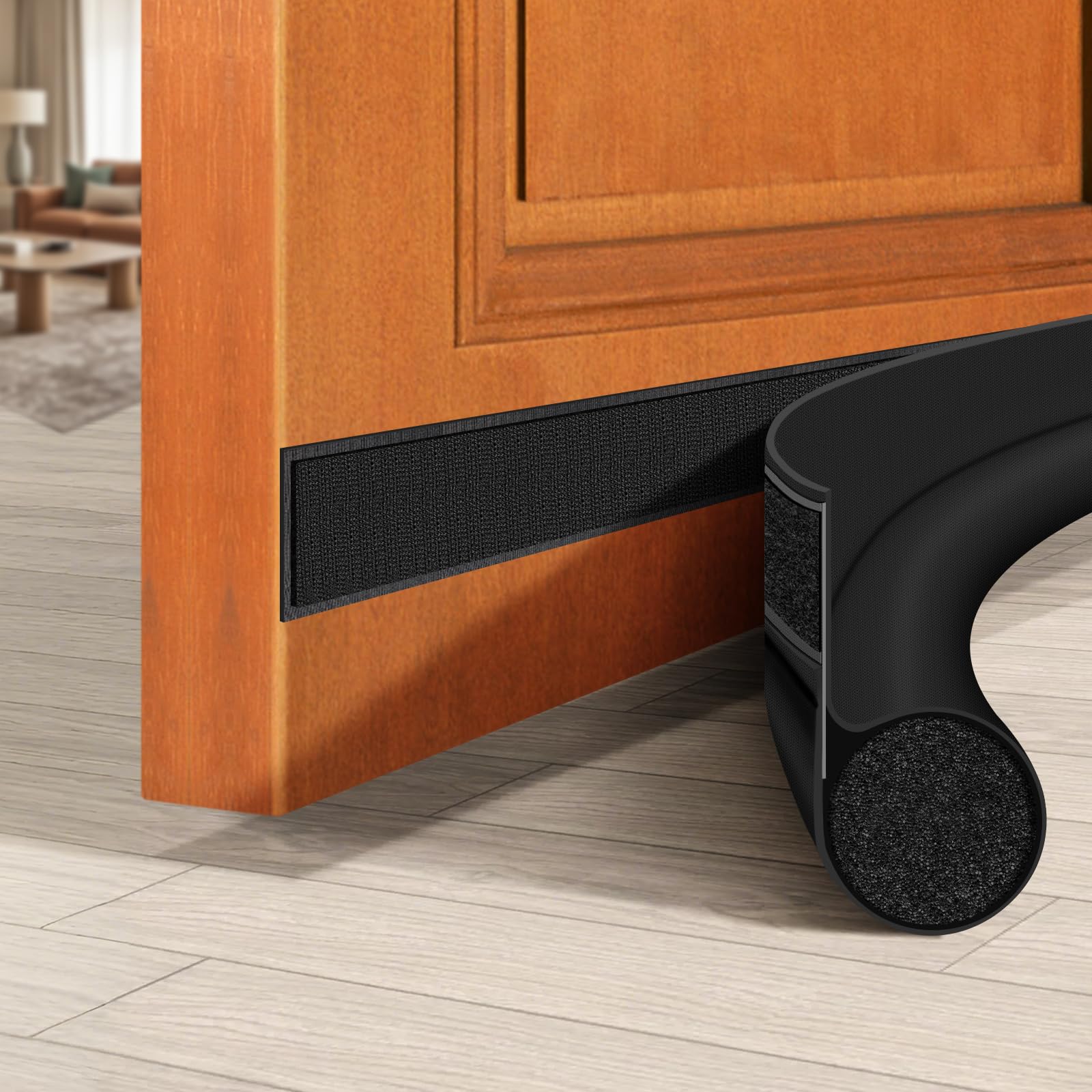 Photo 1 of HomeProtect Door Draft Stopper 36 Inch Adjustable Door Draft Blocker Door Guard Reduce Cold Air, Light, Odor, Soundproof Door Sweep for Bottom of Door Fit for Interior/Exterior Doors, Black