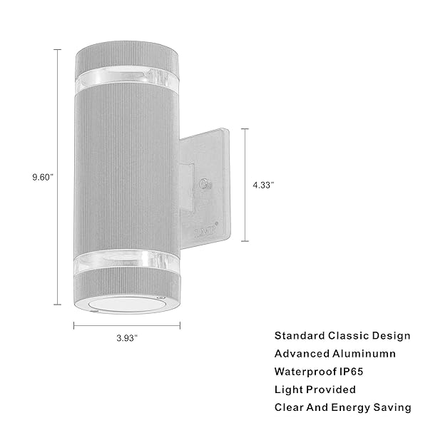 LMP 4 PACK LED PORCHES UP AND DOWN LIGHTS OUTDOOR WALL LIGHT，BODY IN ALUMINUM WATERPROOF OUTDOOR WALL LAMPS，3000K 5W WITH CERTIFICATE ETL…