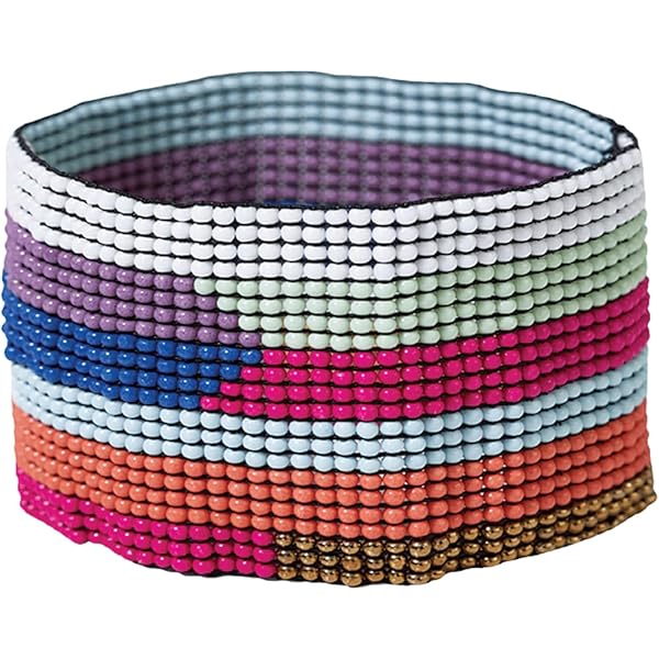 INK + ALLOY Kendall - Pulsera Bohemia De Cuentas Para Mujer, Tamaño Mediano, Elástica, Apilable, Hecha A Mano, Joyería Bohemia Moderna, 1 Pulgada, Vidrio, Sin Gemas
